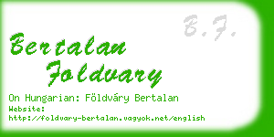 bertalan foldvary business card