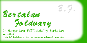 bertalan foldvary business card